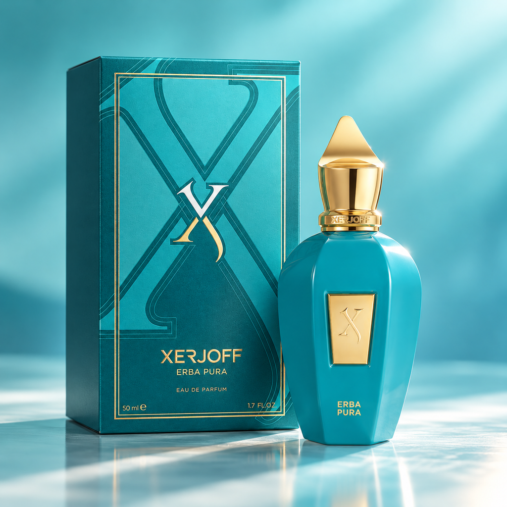 Erba Pura de Xerjoff, flacon et sa boîte